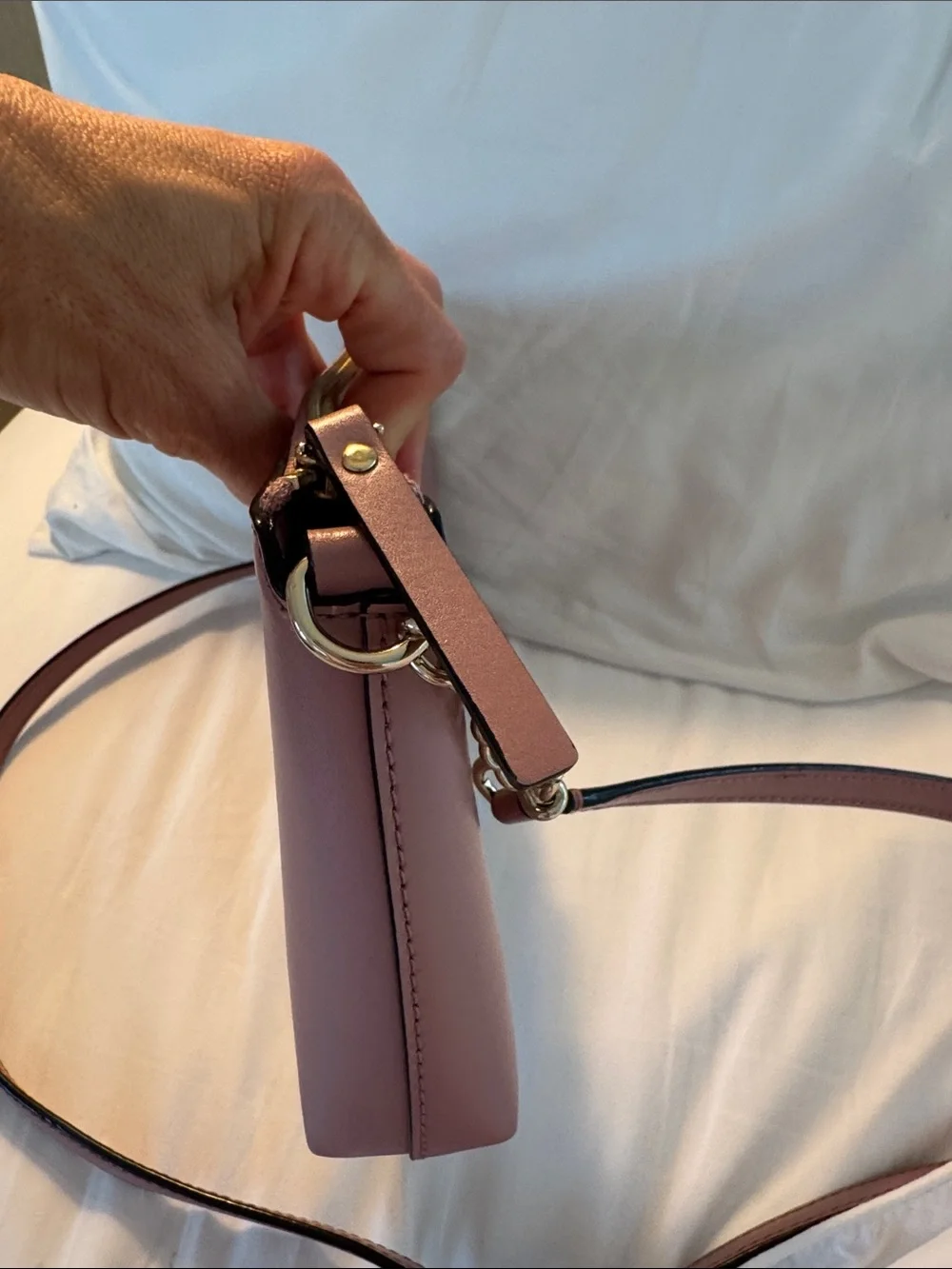 kate spade mauve pink bow chain crossbody bag purse